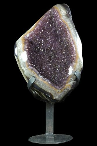 Sparkling Amethyst Geode From Uruguay - Metal Stand #80632